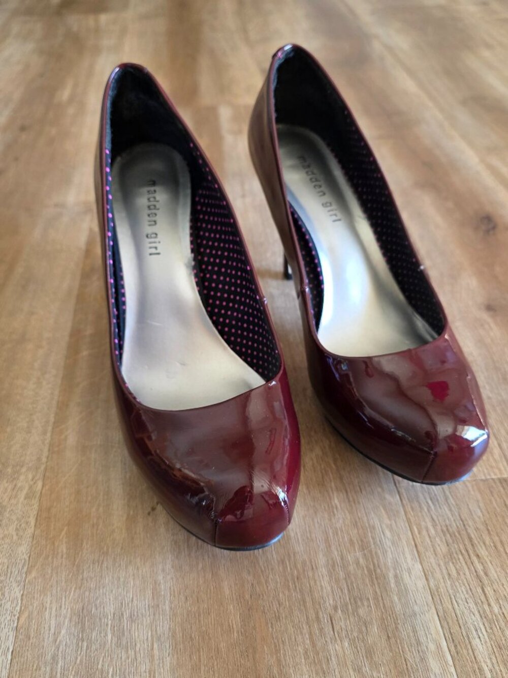 Madden Girl Getta Burgundy Patent Platform Pumps | Size 10